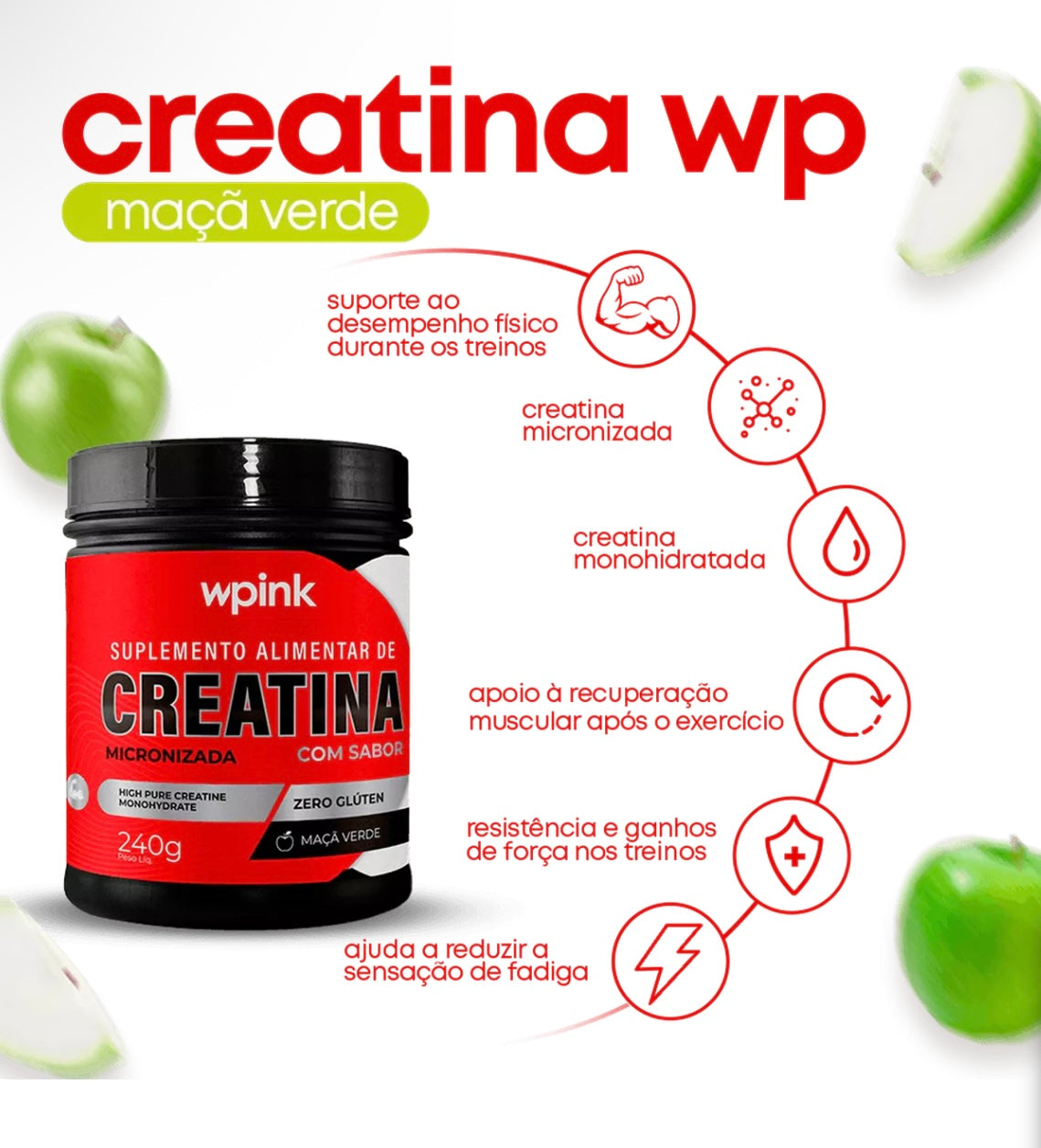 creatina de maçã verde - 240g – wp