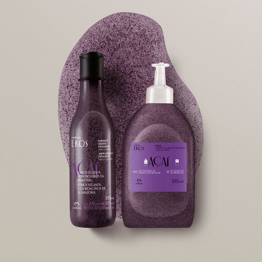 Kit Ekos Sabonete Líquido Esfoliante Açaí com Refil (2 produtos)